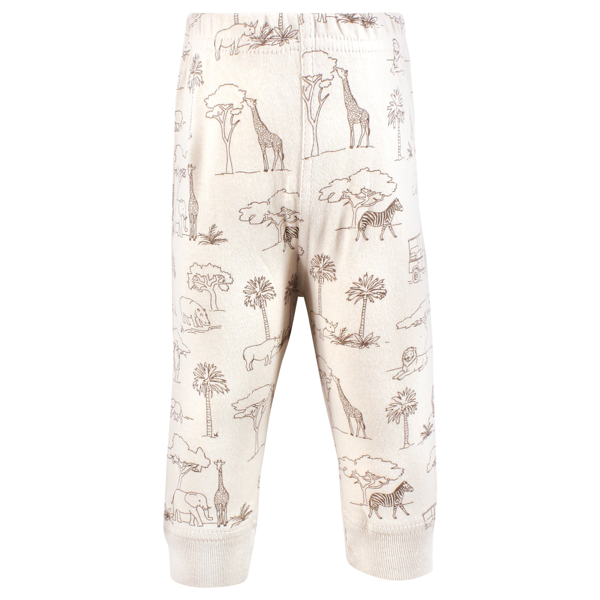 Hudson Baby Cotton Pants and Leggings, Beige Safari Scene, Preemie