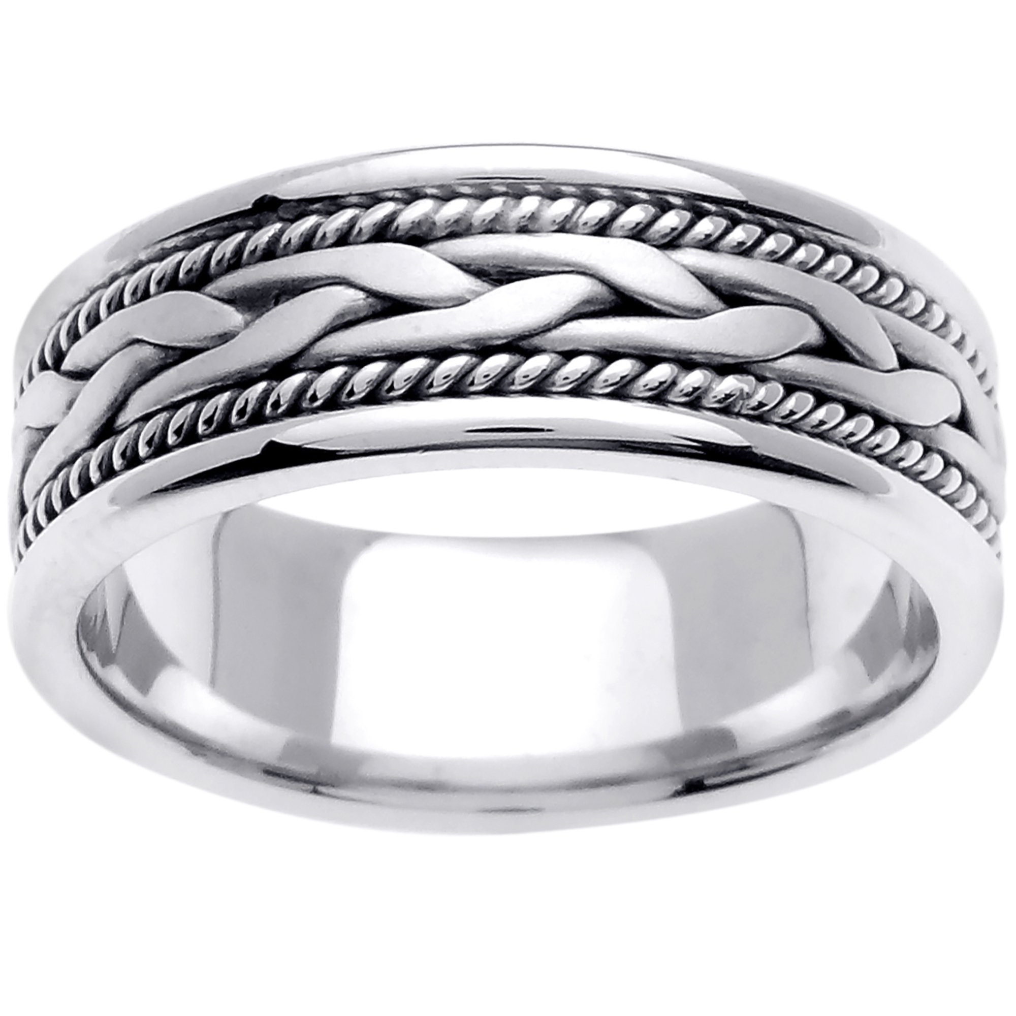 Wedding Rings Depot 14k White Gold French Braid Handmade Comfort Fit Women S Wedding Band 7mm Walmart Com Walmart Com