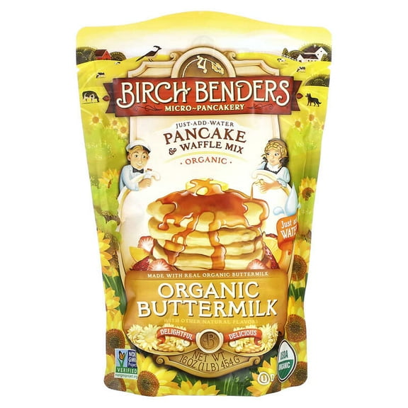 Birch Benders, Pancake & Waffle Mix, Organic Buttermilk, 1 lb (454 g) Pack of 3