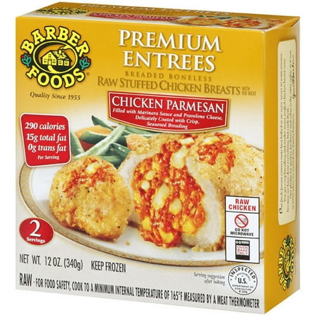 Barber Foods: Raw Stuffed Chicken Breasts Chicken Parmesan Premium Entrees, 12 Oz