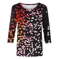 thumbnail image 4 of Penkiiy Chemises de la Saint-Valentin pour Femmes Décontractées Manches 3/4 Col Rond Blouses Imprimé Mignon Tuniques Tops 2025 2TG Multicolore, 4 of 5