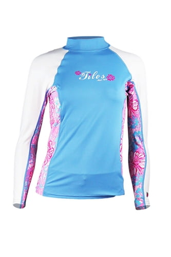 Tilos Womens 6oz. Anti-UV Long-Sleeved Rashguard (Blue White, Small) by Tilos