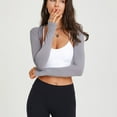 thumbnail image 6 of APEXFWDT Women's Long Sleeve Open Front Bolero Shrug Crop Top Cardigan Women Workout Cropped Shirts Sports Shrug ,Without Bra, 6 of 8