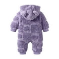 thumbnail image 5 of XIMIN Newborn Baby Heart Fleece Snowsuit, Cute Furry Bear Winter Outfits, Infant Girls Hooded Jumpsuit, Warm Zip Up Onesie with Bear Ears, 5 of 9