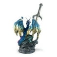 thumbnail image 3 of Ain’t It Nice Dragon Statue with Medieval Dragon Sword and Crystal Ball Collectible Dragon Figurine Fantasy Medieval Dragon Décor, Blue & Gold Colored 4(L) 2(W) 7(H) inches, 3 of 7