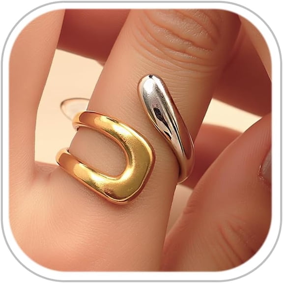 Gold Rings for Women Non Tarnish Adjustable Thumb Ring for Women Finger Ring Chunky Gold Silver Rings Anillos Para Mujer Stainless Steel New Year Anniversary Birthday Jewelry