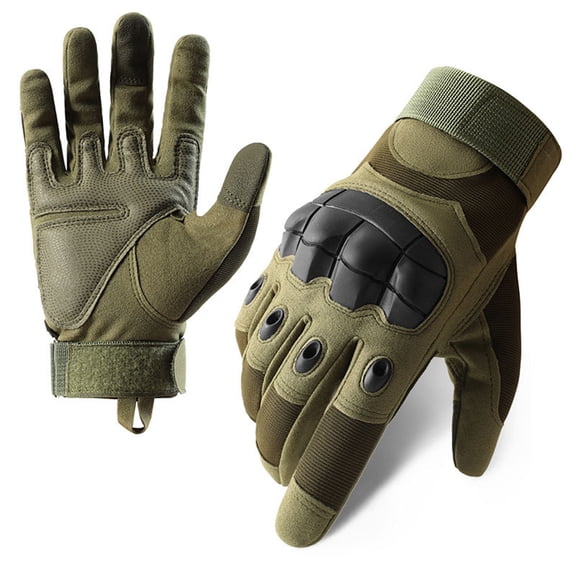 Outdoor Men’s Gloves, Touchscreen Work Gloves with Knuckle Protection for Motorcycle, Hiking, Shooting & Camping, Green
