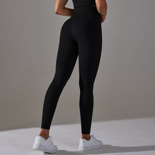 MKLEKYY Leggings deportivos para mujer, nuevos pantalones de yoga ajustados de punto sin costuras color melocotón para mujer, cintura alta y pantalones para correr y fitness 1937