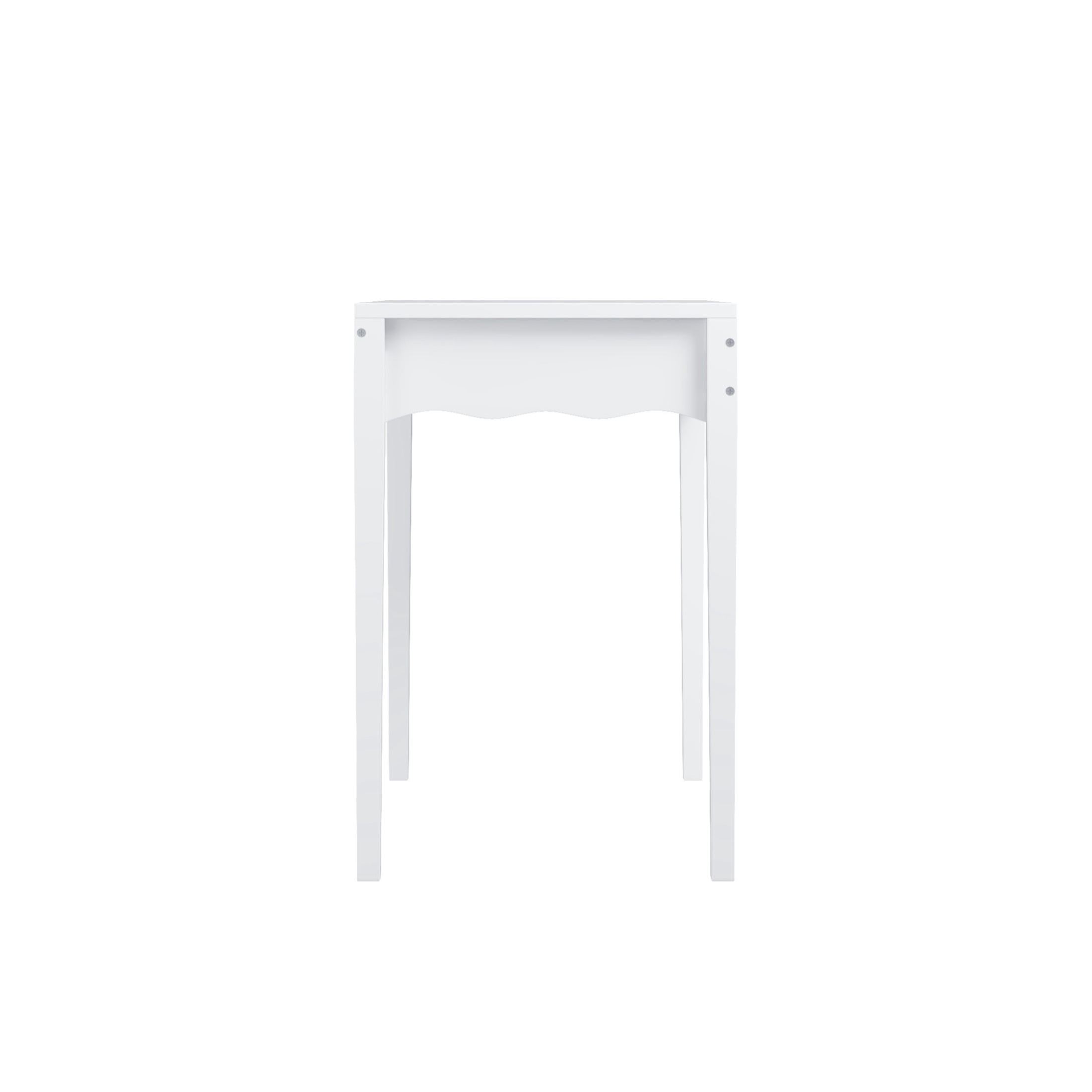 Noble House Vanity Desk with Drawer, Modern Makeup Table with Scalloped Wave Front, Small Space, White