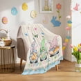 thumbnail image 3 of Throw Blanket Fleece Throw Blanket 50x80in, Happy Easter Gnomes Spring Flower Soft Lightweight Bed Blankets Retro Linen and Blue Lattice Fuzzy Couch Blankets for All Season, 3 of 9