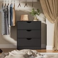 thumbnail image 2 of 3 Drawers Dresser with Fabric PU Drawer, Organizer Dresser with Wood Frame , Small Chest of Drawers for Closet, Living Room, Hallway, Bedroom Black, 2 of 9