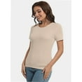 thumbnail image 6 of Women's Crew Neck Ribbed Fitted Shirt Basic Short Sleeves Summer T Shirt Tops, 6 of 7