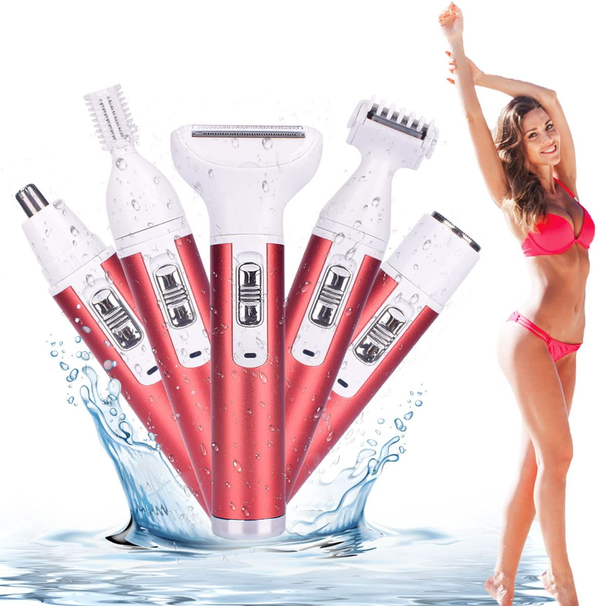 Yamyone Electric razor for women, Depilatory Bikini razor, ,5 in 1 Cordless Face Shaver Set, Wet & Dry Lady Hair Remover, Painless Facial & Body Hair Exfoliation USB Rechargeable