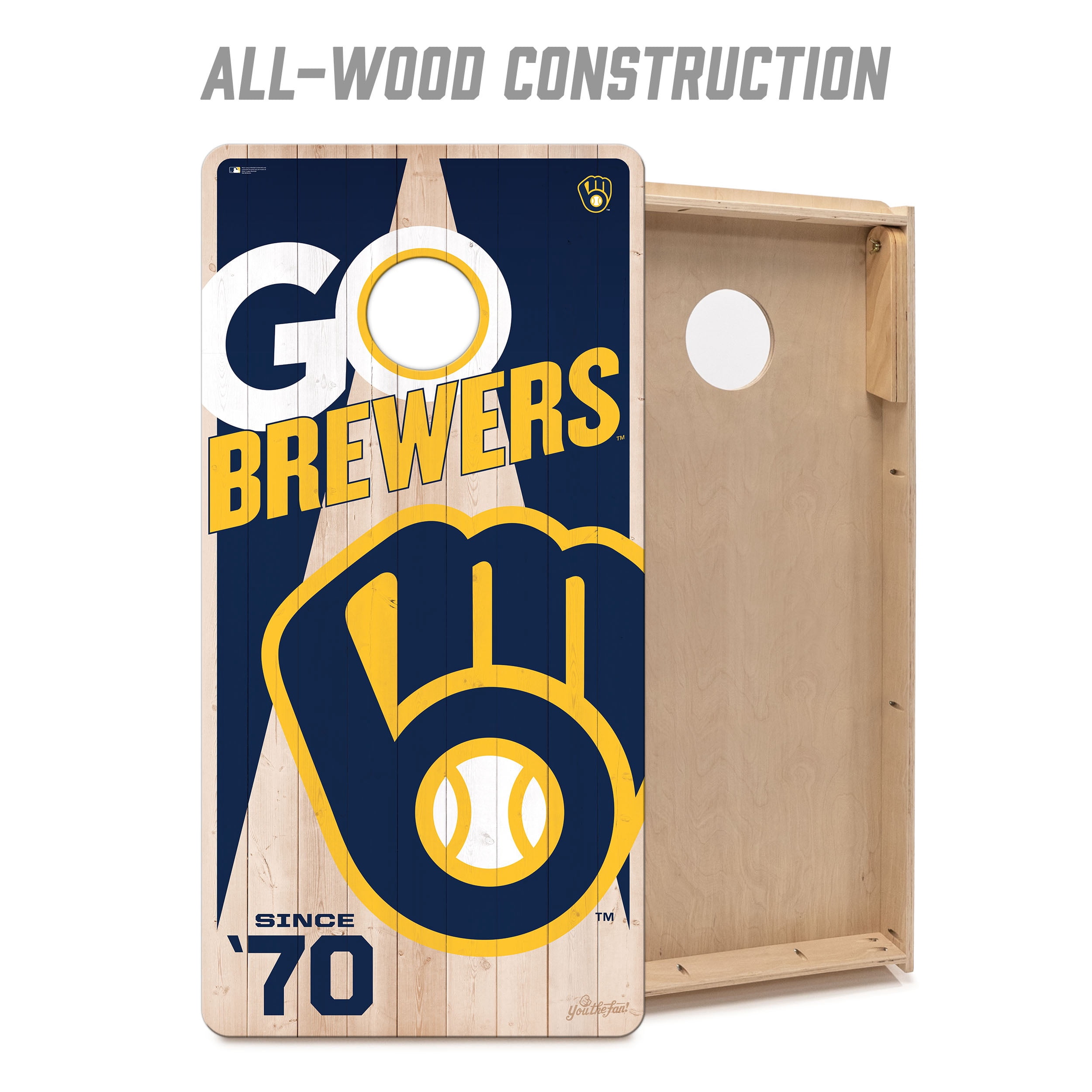 YouTheFan MLB Milwaukee Brewers 2' x 4' Cornhole Game No Bags