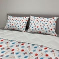 thumbnail image 2 of Christmas Comforter & Sham Bedding Set, Xmas Ornaments Cones Boxes Celebration Family Reunion Party Image, 3 pcs Duvet Set Microfiber Filling Quilt, 5 Sizes, Red White and Pale Blue, by Ambesonne, 2 of 4