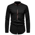 thumbnail image 2 of Lilgiuy Men Casual Fashion Stand Collar Cutton-down Embroidery Shirt Long Sleeve Shirt for Party Birthday Club, 2 of 5