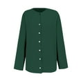 thumbnail image 6 of Yubnlvae 2025 Women's Long Sleeve Linen Shirt Loose Fit Casual Blouse | Minimalist Office & Fall Layering Piece, Green, 3Xl, 6 of 6