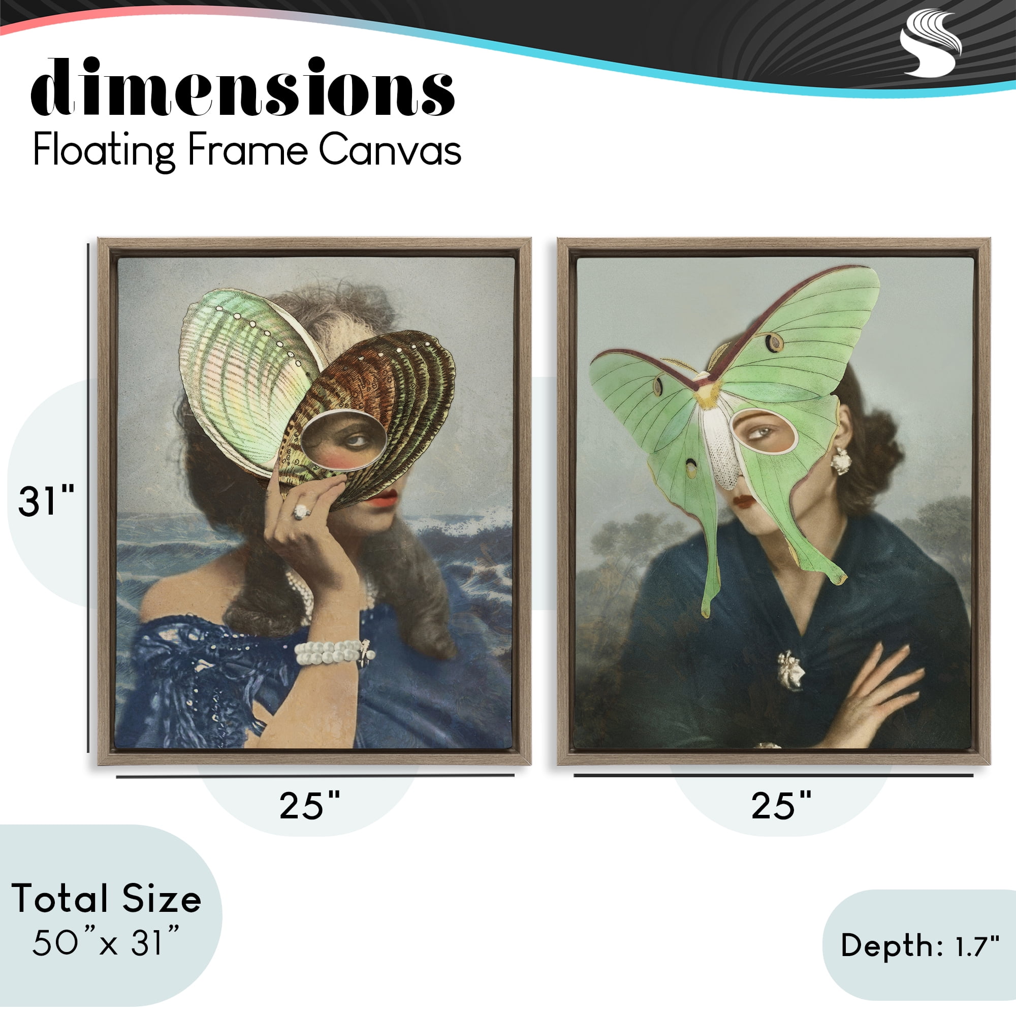 Stupell Industries Naturalist Women Portraits 2 Piece Brown Framed Floater Canvas Set, design by Victoria Barnes