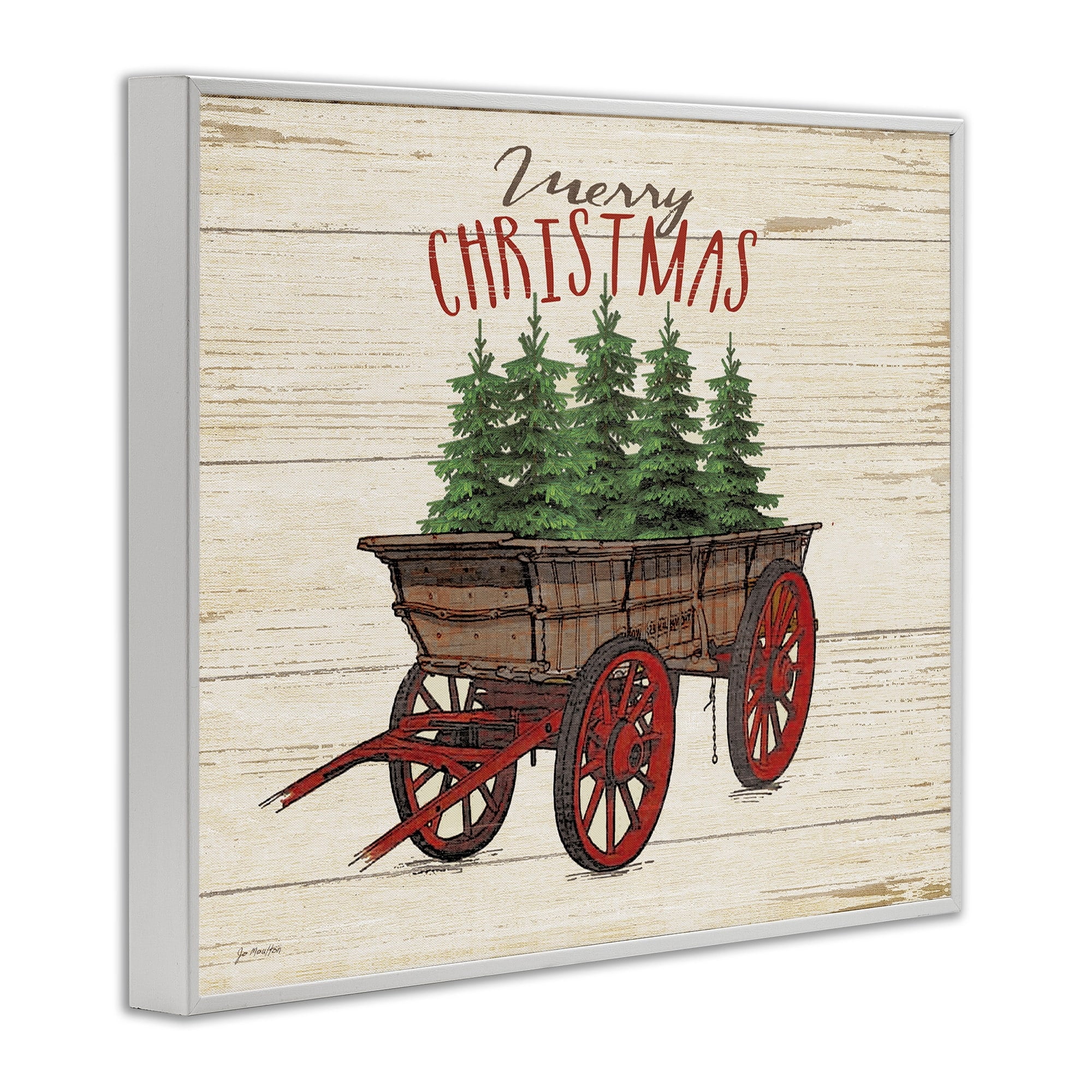 Stupell Industries Merry Christmas Tree Wagon , 24 x 30,Design by Jo Moulton
