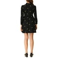 thumbnail image 3 of INSPIRE CHIC Robe pour Femme Manches Longues Col Rabattu Boutonnée Robe Chemise Courte à Fleurs Noire G, 3 of 6