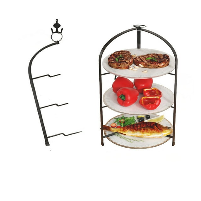 WRKEKC Clearance Stackable Foldable Kitchen Vegetable Rack, Perforated Prep Basin with Wall Hooks, Metal Storage Shelf for Organizing Fruits and Vegetables