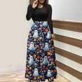 thumbnail image 2 of Enjoytime Robes Longues pour Femmes Vintage Patchwork Col Rond Manches Longues Robes de Soirée Imprimé Mignon Gothique Renaissance Robe Noire G, 2 of 4