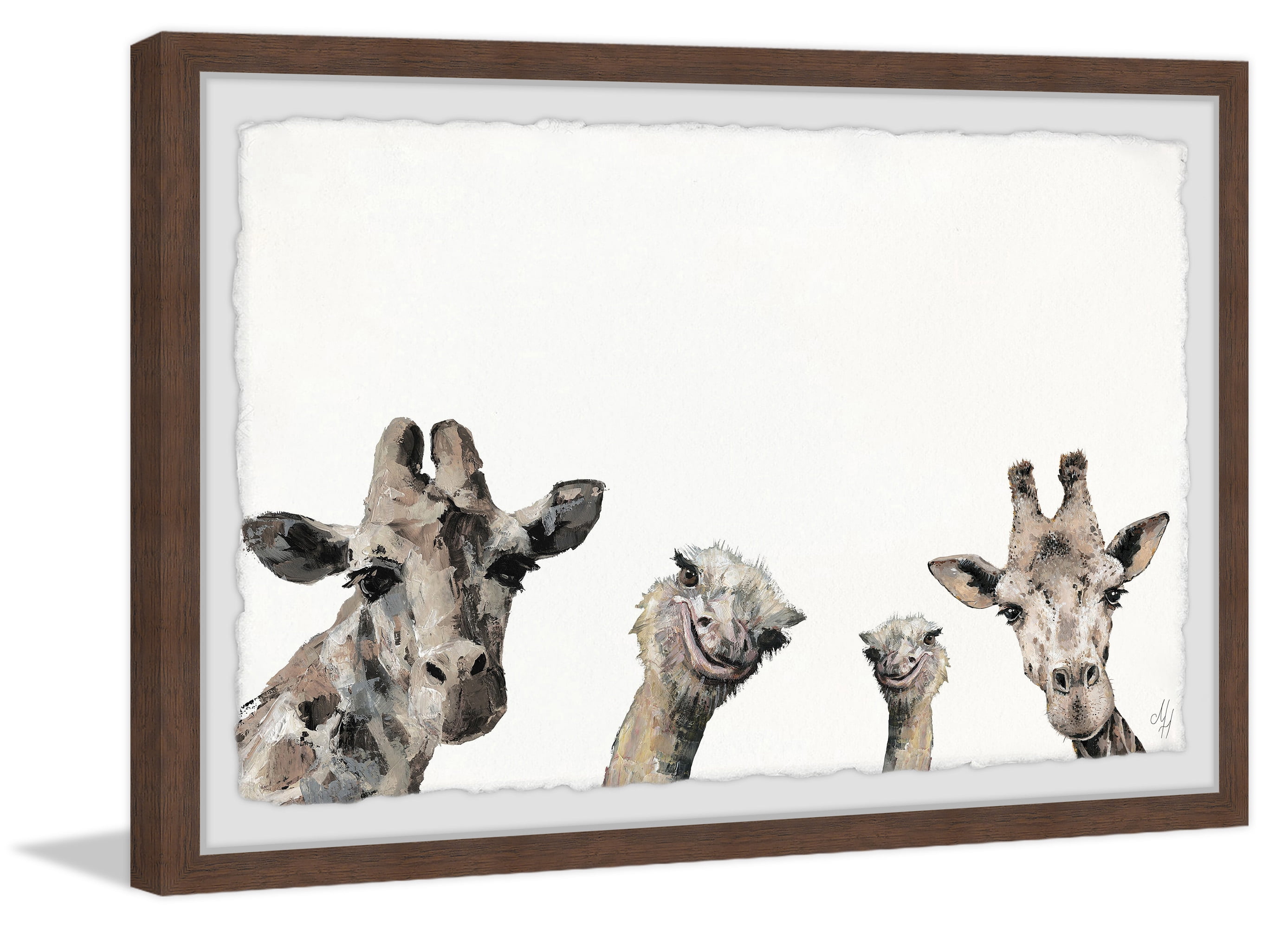 Marmont Hill Giraffes and Ostriches Framed Wall Art