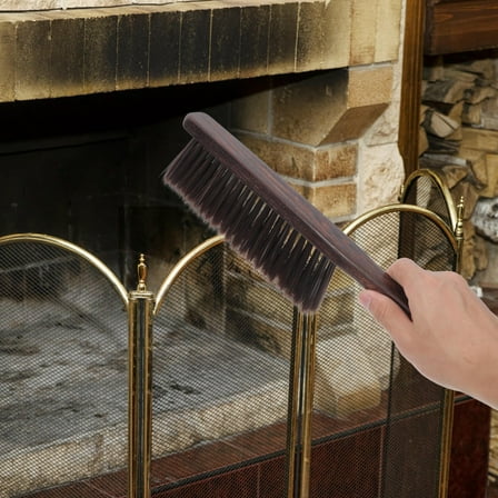 WRITWAA Wood Fireplace Broom with Soft Bristles for Cleaning Chicken Wing Design Coffee Bed Area