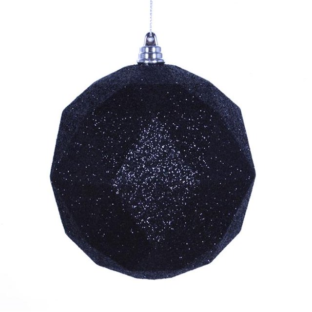 8 in. Black Glitter Geometric Christmas Ornament Ball