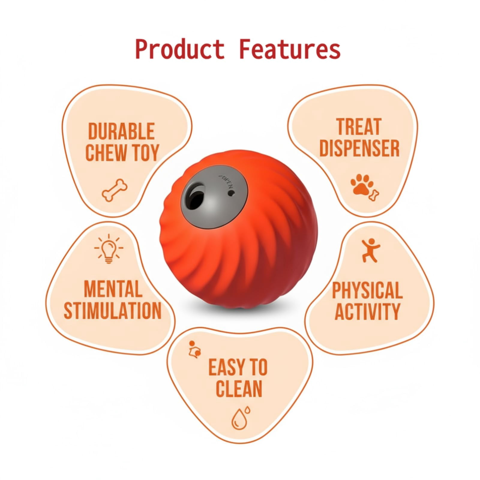 Interactive Dog Ball,Smart Slow Feeder Puzzle Toy, Automatic Motion Activated Rolling Ball with USB Rechargeable, with Fruit Plush Cover,TPU Chew Resistant for Small Medium Large Dogs