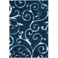 thumbnail image 3 of SAFAVIEH Florida Doug Floral Vines Geometric Shag Area Rug, Dark Blue/Cream, 5'3" x 7'6" - Transitional Modern Design, Dark Blue & Cream, Non-Shedding & Easy Cleaning, Ultra Plush Thick Pile, Ideal f, 3 of 12