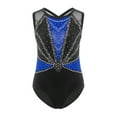 thumbnail image 3 of zdhoor Kids Girls Sleeveless Gymnastics Leotard Sparkly Dance Bodysuit Cross Back Shiny Stretchy Ballet Dancewear Blue 8, 3 of 5