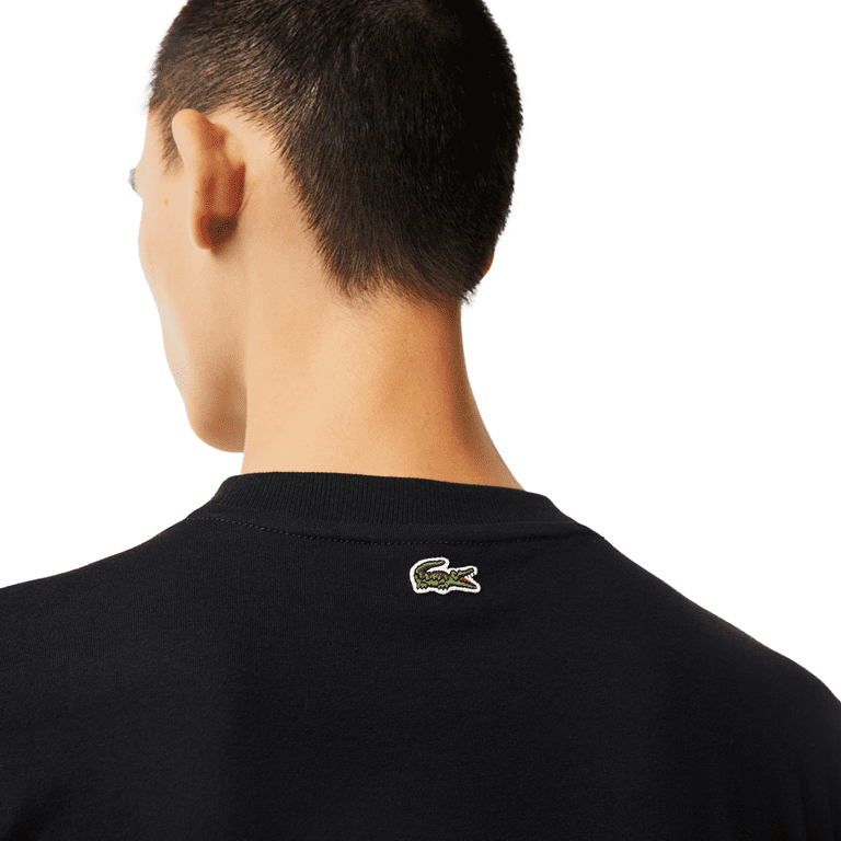 Men\'s Lacoste Black Print Monogram 8/3XL Branded Regular T-Shirt Fit 