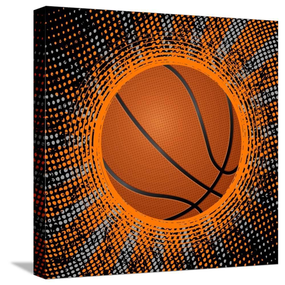 Abstract Grunge Basketball. Illustration, GalleryWrapped Canvas Print