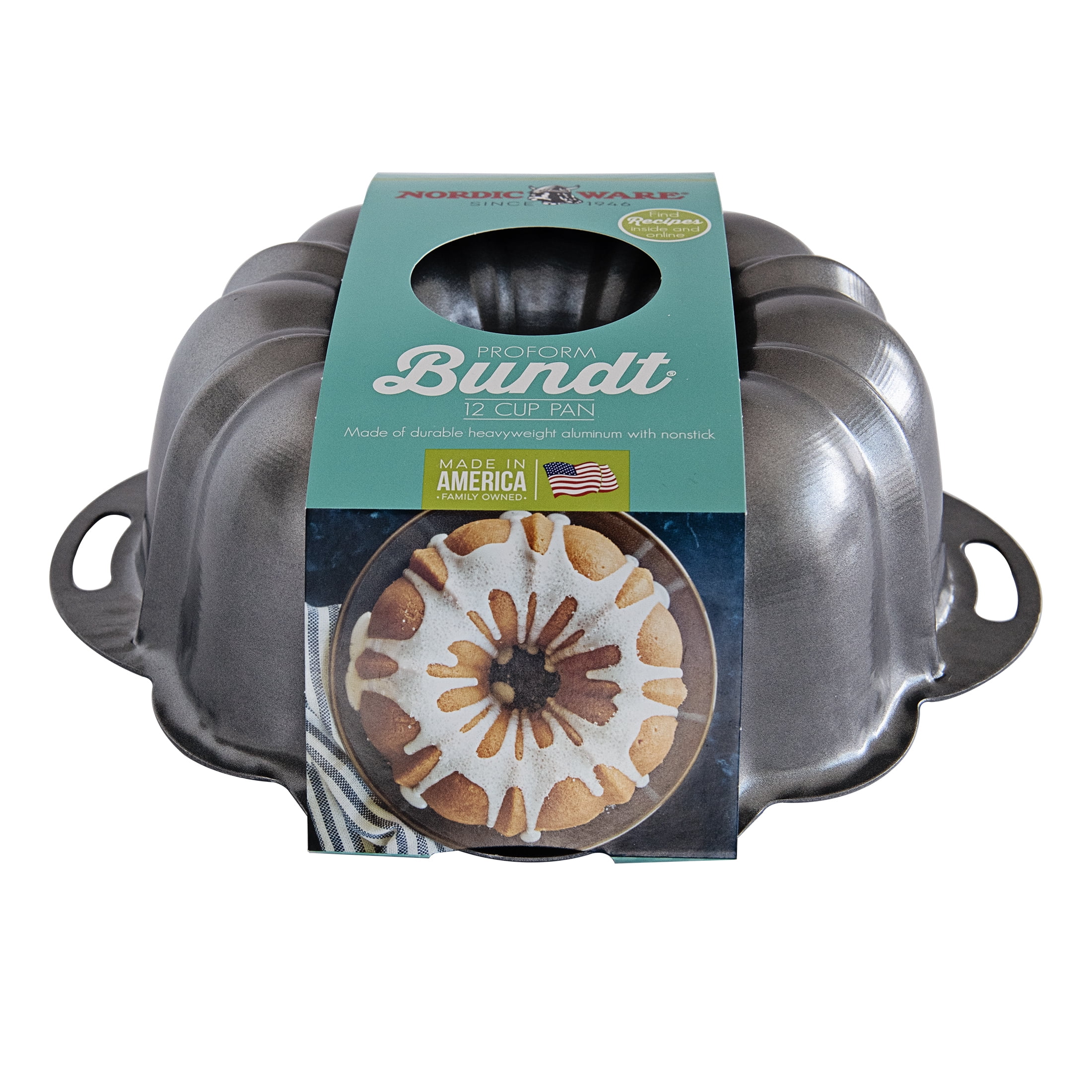 Nordic Ware Bundt Duet Pan - 1.3 quart 12.63 Length 6.63 Width - Cast Aluminum - Oven Safe, Grey
