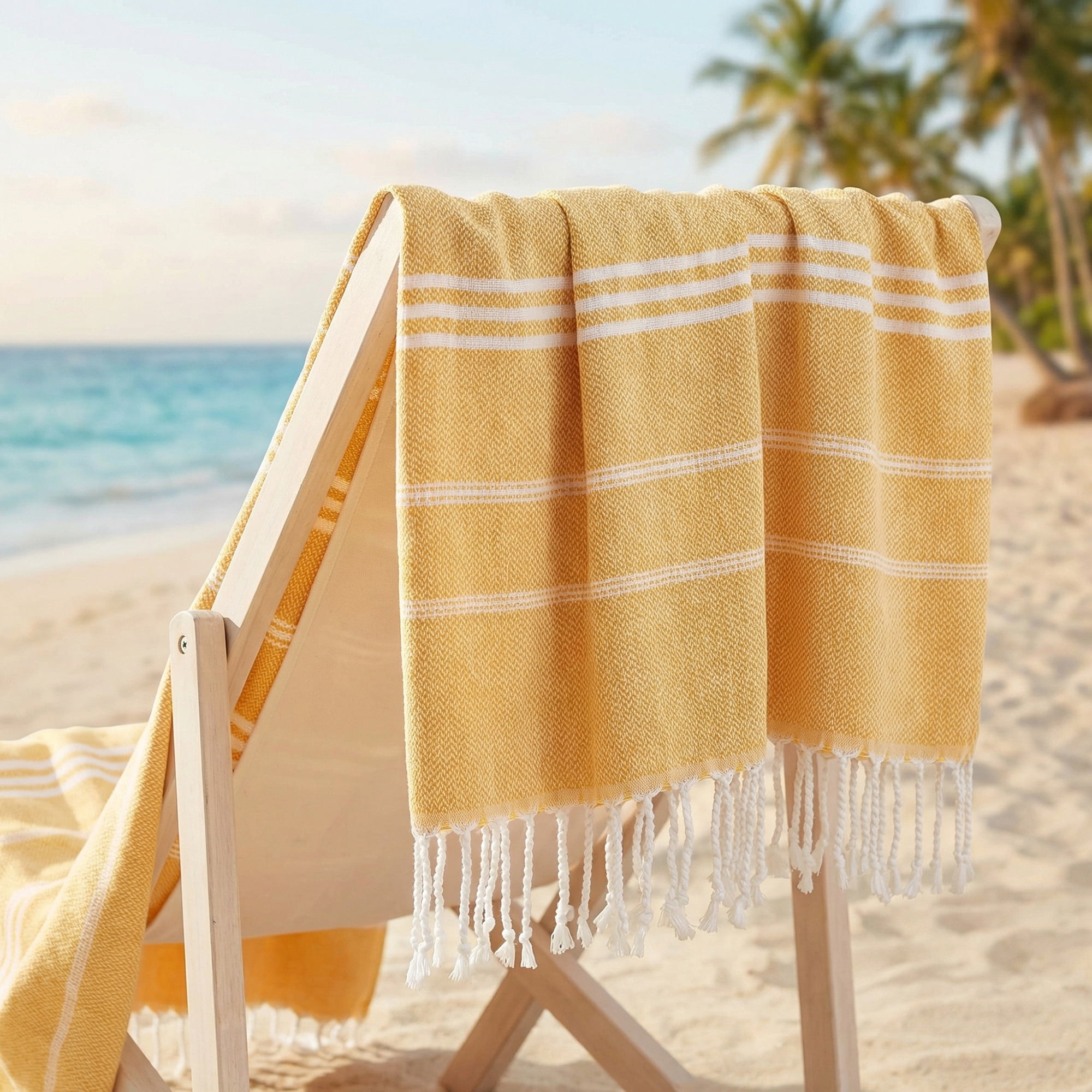 Unique Bargains Stripe Turkish Quick Dry Beach Towel 2 Pack Yellow/Pink 71"x35"