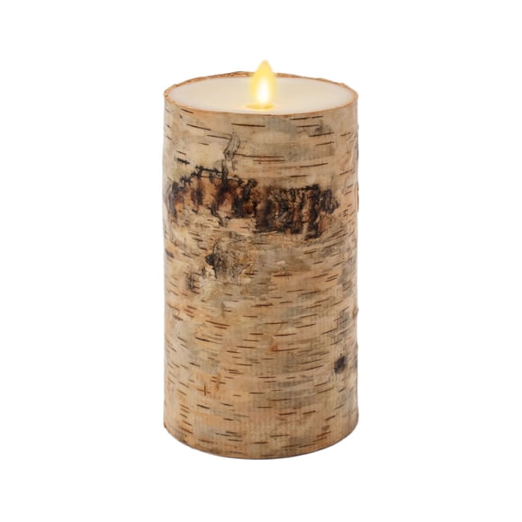Vela con forma de pilar de Lamp Luminara, corteza de abedul auténtica, 10 x 18 cm