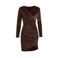 thumbnail image 5 of Naughtyhood Vintage Dress for Women,Fashion Women's Casual Long Sleeve Solid Ladies Retro KoreanVelvet Slim Sexy Hedging Dress Coffee L, 5 of 7