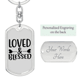 thumbnail image 2 of Loved And Blessed Heart Stainless Steel or 18k Gold Premium Swivel Dog Tag Keychain, 2 of 10