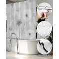 thumbnail image 5 of Split Shower Curtain for Transfer Bench, White Green Dandelion Fabric Shower Curtains for Bathroom, Grey Floral Leaves Tub Sliding Transfer Bench Waterproof Bath Curtains 72"x72", 5 of 9