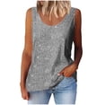 thumbnail image 2 of Tank Tops for Women Womens Summer Fashion Sequin Tops Neck Sequin Sleeveless Tanks Tops Blouses Grey, 2 of 6
