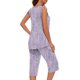 thumbnail image 5 of Conjunto de Verano para las Mujeres Impreso Casual sin Mangas Plisado Superior Y Pantalones Recortados, Cuello Redondo Conjunto de Dos Piezas, 5 of 8