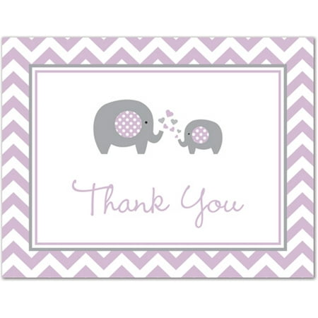 Purple Elephant Baby Shower Thank You Cards And Envelopes 50 Count