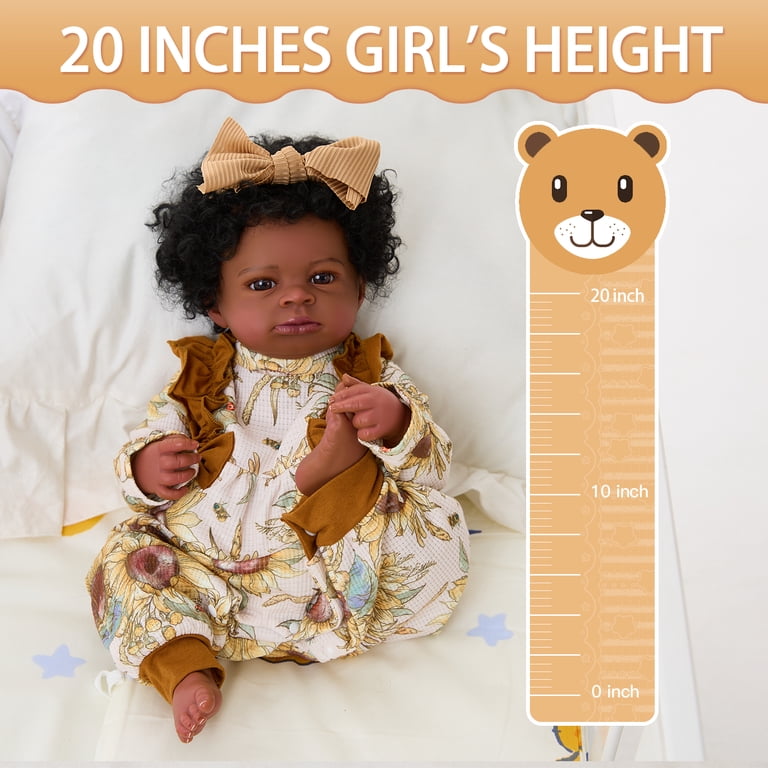 Miaio 18 inch Lifelike Reborn Baby Doll Black Girl with Clothes