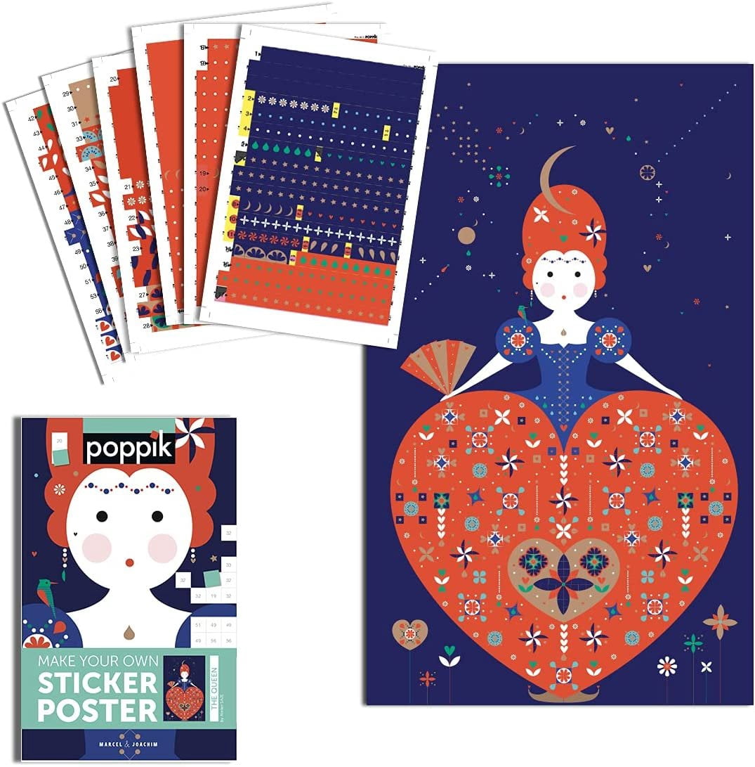 POPPIK Stickers Art Activity for Kids and Family Book Fun Educational Poster Kit Sticker Book The Queen