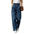 thumbnail image 5 of Jeans for Women, Elastic Waist Straight&nbsp;Leg Jeans with Side Pockets, Soft Stretchy Denim Pants for Dressy Casual Wear, Teacher Outfits | VerBelle,Dark Blue L, 5 of 9