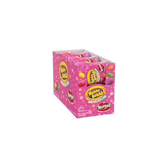 Hubba Bubba Skittles Original Bubble Gum – 6 Bottles × 40 Count Each – Assorted Fruit Flavor Chewing Gum