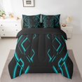 thumbnail image 2 of Erosebridal Neon Geometry Bedding Full Size, Abstract Checkered Bed in a Bag Full size, Stripe Room Decor, Reversible 7pcs, 2 of 5