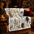 thumbnail image 3 of Blue Equestrian Watercolor Horse Silhouettes, Rustic Farmhouse Horse Scene, Warm Flannel Blanket for Ranch House and Living Room, Horse Lovers Thanksgiving Gift, Rustic Home Decor, 3 of 9
