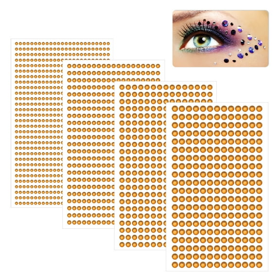 Uxcell 1792 Pcs Self Adhesive Face Gems, 3/4/5/6mm Rhinestone Stickers Stick on Jewel for Face Eye Body Nails Makeup DIY Crafts Gems, Gold
